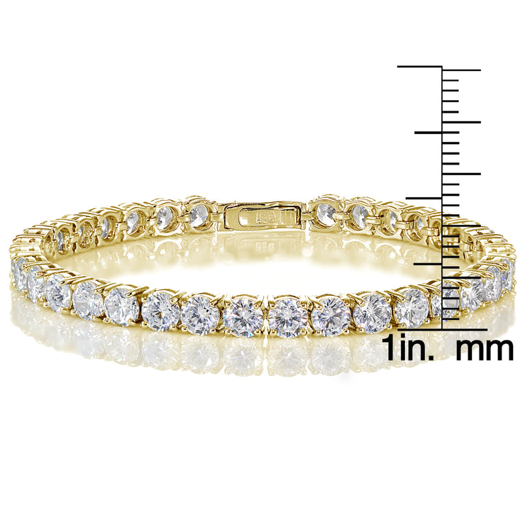 Yellow Gold Flashed Sterling Silver Cubic Zirconia 5mm Round-cut Tennis Bracelet