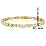 Yellow Gold Flashed Sterling Silver Cubic Zirconia 6x4mm Oval-cut Tennis Bracelet