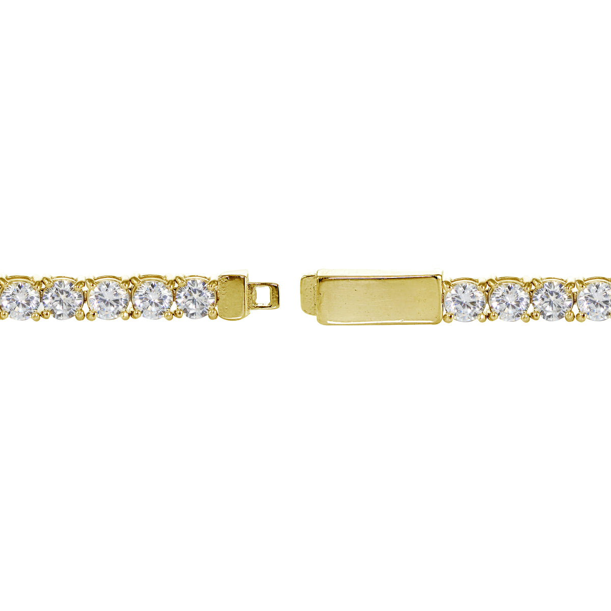 Yellow Gold Flashed Sterling Silver Cubic Zirconia 4mm Round-cut Tennis Bracelet-2