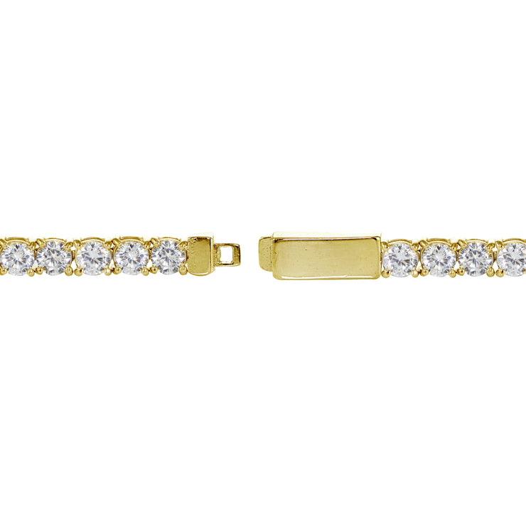 Yellow Gold Flashed Sterling Silver Cubic Zirconia 4mm Round-cut Tennis Bracelet