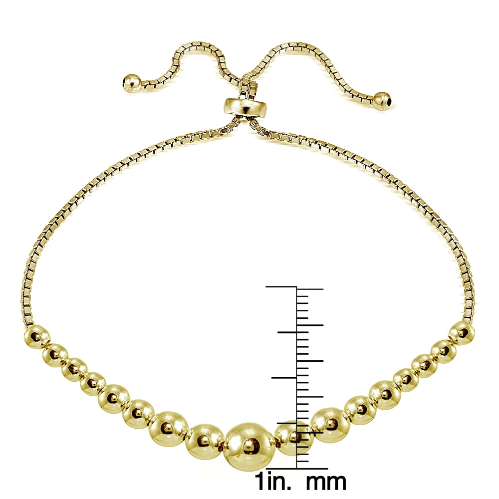 Yellow Gold Flashed Sterling Silver Graduated Bead Adjustable Bracelet-3