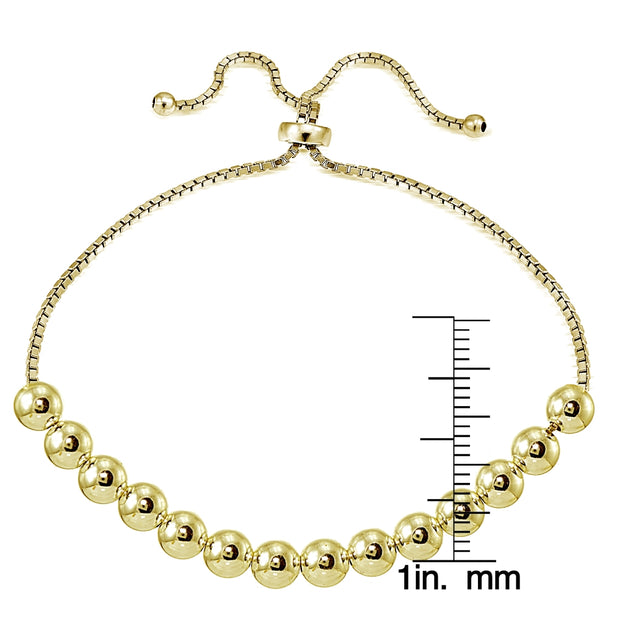Yellow Gold Flashed Sterling Silver 6mm Bead Adjustable Bracelet