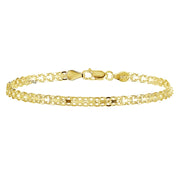 Yellow Gold Flashed Sterling Silver 4mm Polished Bismark Chain Bracelet