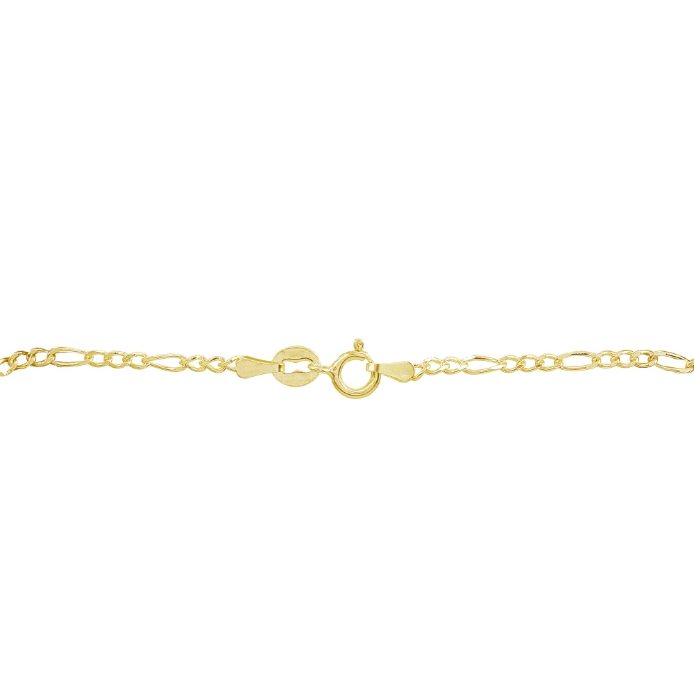 Yellow Gold Flashed Sterling Silver 2.5mm Italian Figaro Link Chain Bracelet-2