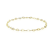 Yellow Gold Flashed Sterling Silver Heart Link Chain Bracelet