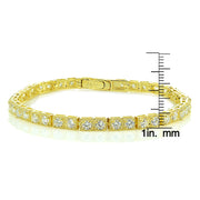 Yellow Gold Flashed Sterling Silver 3mm Cubic Zirconia Classic Bar Tennis Bracelet