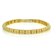 Yellow Gold Flashed Sterling Silver Cubic Zirconia 1.3mm Bar Tennis Bracelet