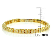 Yellow Gold Flashed Sterling Silver Cubic Zirconia 1.3mm Bar Tennis Bracelet