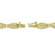 Yellow Gold Flashed Sterling Silver Polished Vintage Oval Filigree Bracelet