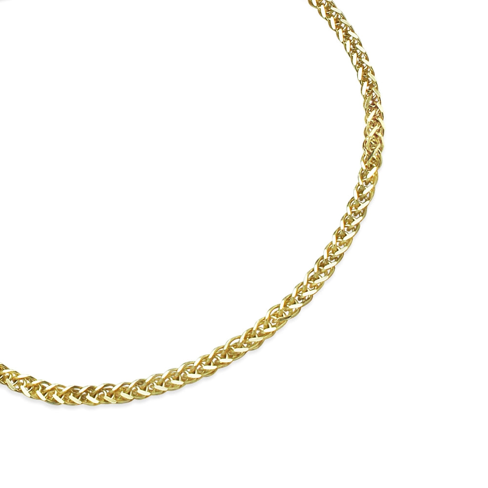 Yellow Gold Flashed Sterling Silver 1.5mm Spiga Chain Bracelet, 7 Inches-2