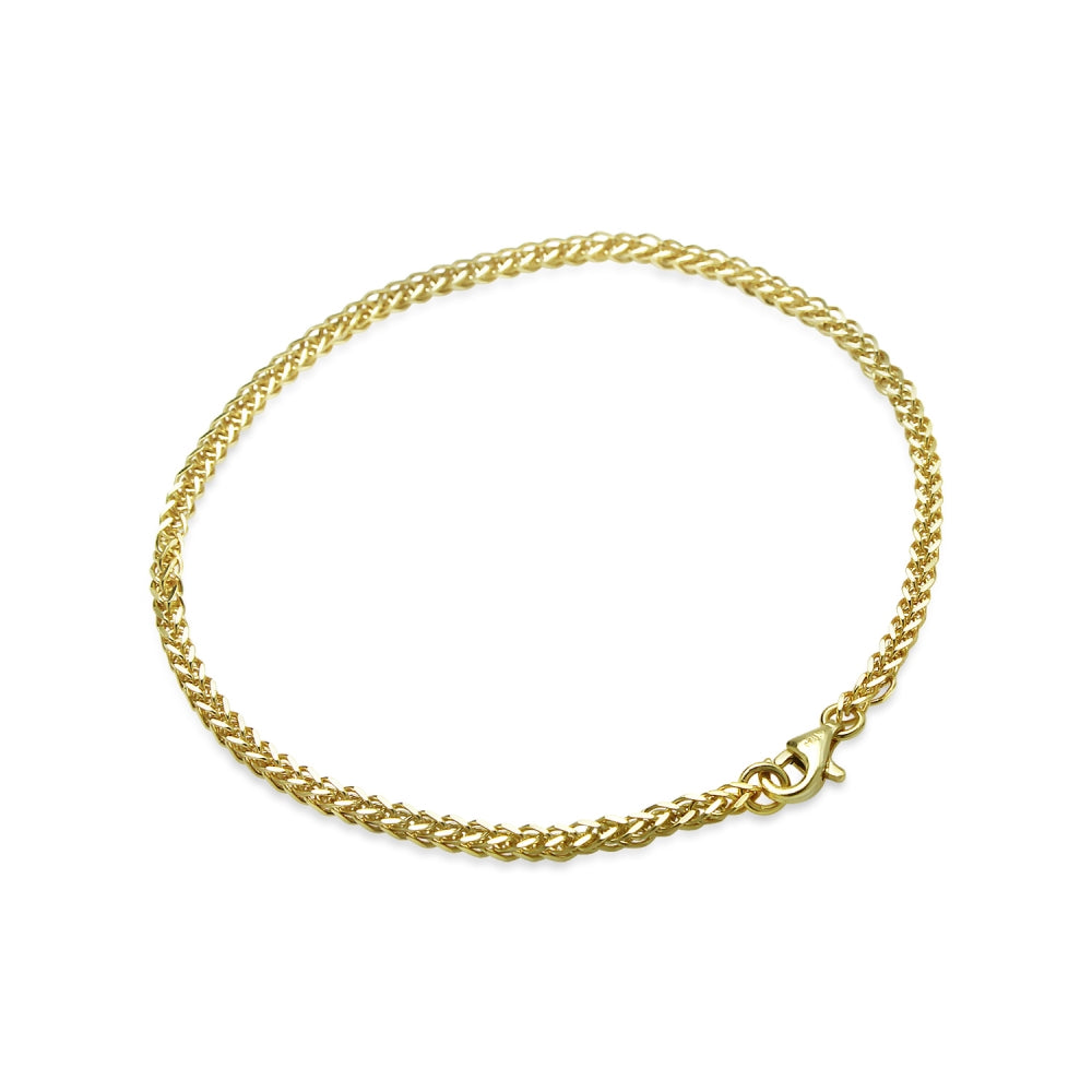 Yellow Gold Flashed Sterling Silver 1.5mm Spiga Chain Bracelet, 7 Inches-3