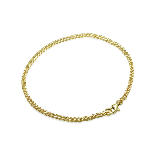 Yellow Gold Flashed Sterling Silver 1.5mm Spiga Chain Bracelet, 7 Inches