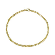 Yellow Gold Flashed Sterling Silver 1.5mm Spiga Chain Bracelet, 8 Inches