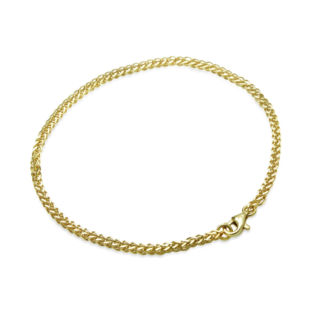 Yellow Gold Flashed Sterling Silver 1.5mm Spiga Chain Bracelet, 8 Inches-3