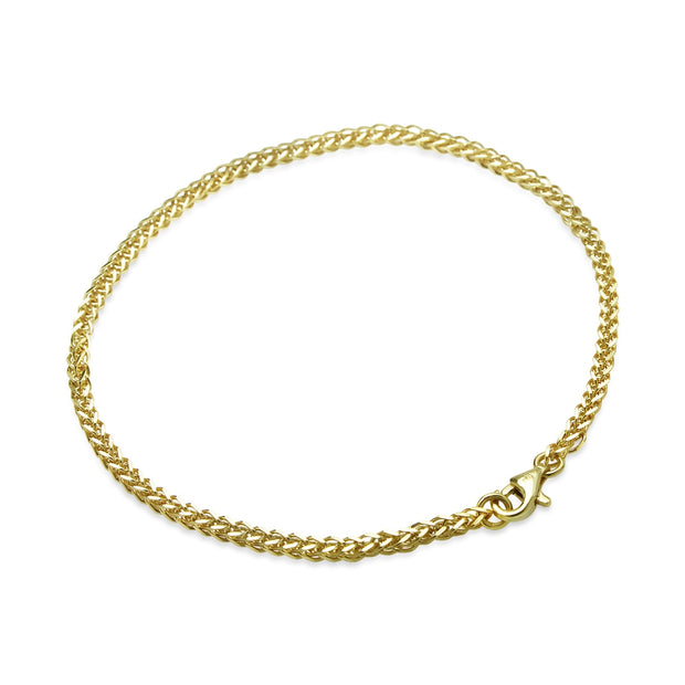 Yellow Gold Flashed Sterling Silver 1.5mm Spiga Chain Bracelet, 8 Inches