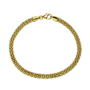 Yellow Gold Flashed Sterling Silver 4mm Popcorn Chain Bracelet, 8 Inches