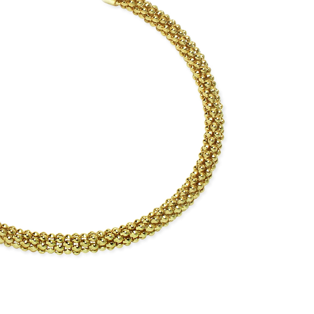 Yellow Gold Flashed Sterling Silver 4mm Popcorn Chain Bracelet, 8 Inches-2