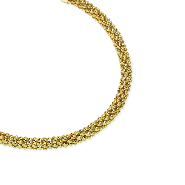 Yellow Gold Flashed Sterling Silver 4mm Popcorn Chain Bracelet, 8 Inches