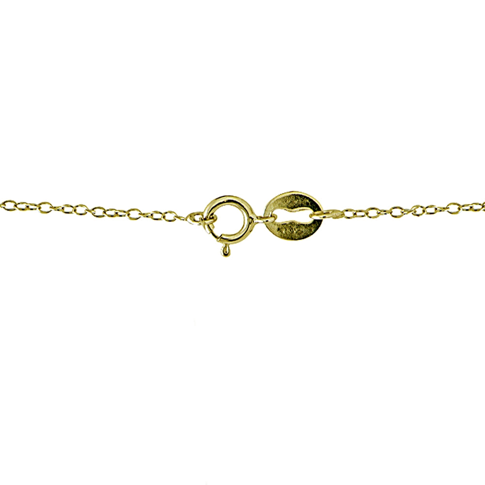 Yellow Gold Flashed Sterling Silver CZ Station Dainty Chain Bracelet, 7 Inches-3