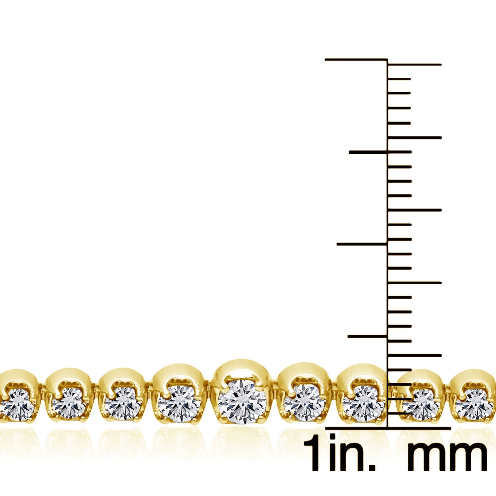 Yellow Gold Flashed Sterling Silver Cubic Zirconia Round Graduated Adjustable Bolo Bracelet-4
