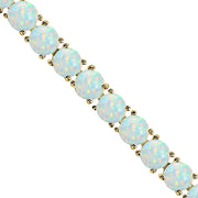 Yellow Gold Flashed Sterling Silver Created White Opal 6mm Round-cut Classic Tennis Bracelet