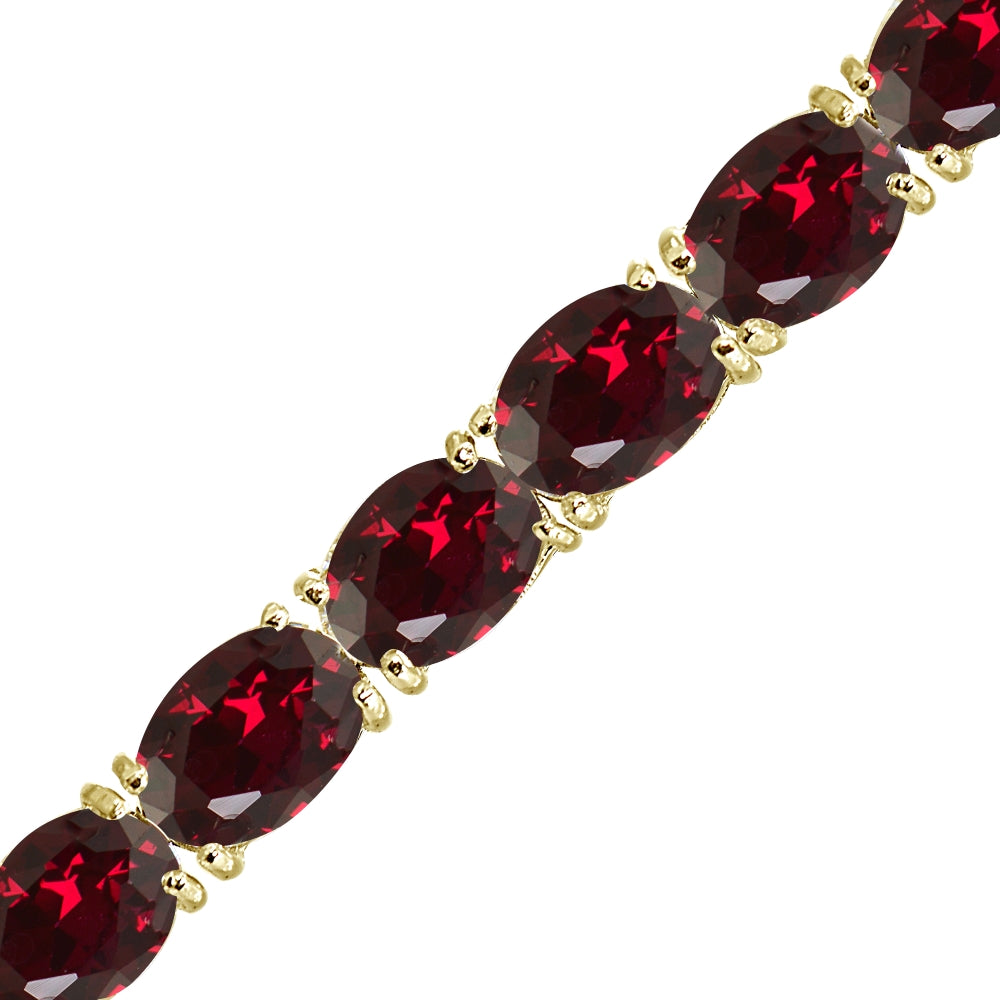 Yellow Gold Flashed Sterling Silver 7x5mm Created Ruby Oval-cut Classic Tennis Bracelet-2