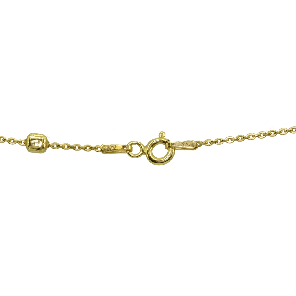 Yellow Gold Flashed Sterling Silver Italian Polished Square Cube Bead Station Cable Chain Bracelet, 7.5 Inch-2