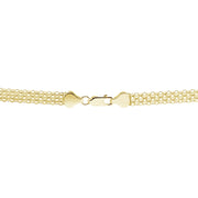 Yellow Gold Flashed Sterling Silver Polished Bar Tube Fashion Mesh Chain Bracelet