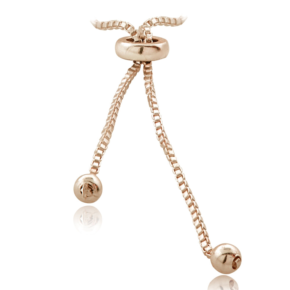 Rose Gold Tone over Sterling Silver Bead Adjustable Bracelet-2