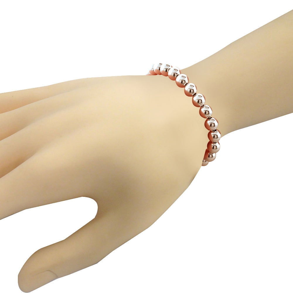 Rose Gold Tone over Sterling Silver Bead Adjustable Bracelet-4