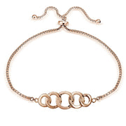 Rose Gold Tone over Sterling Silver Intertwining Circles Polished Adjustable Bracelet