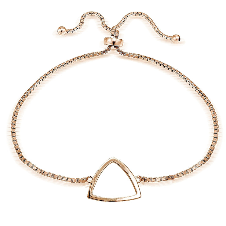 Rose Gold Tone over Sterling Silver Fancy Triangle Polished Adjustable Bracelet