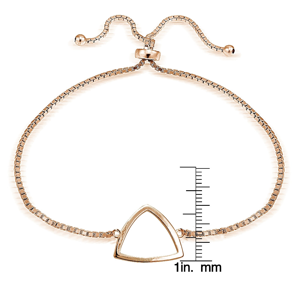 Rose Gold Tone over Sterling Silver Fancy Triangle Polished Adjustable Bracelet-3