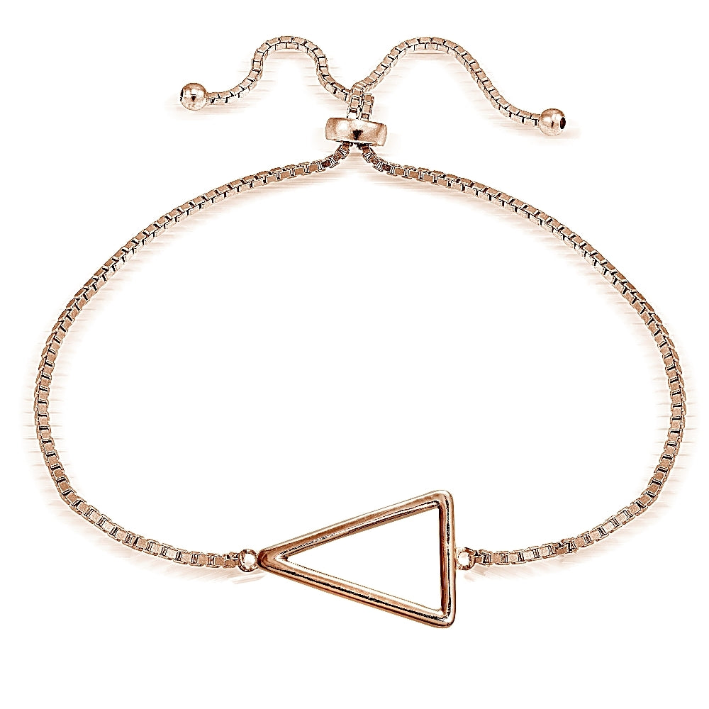 Rose Gold Tone over Sterling Silver Triangle Polished Adjustable Bracelet
