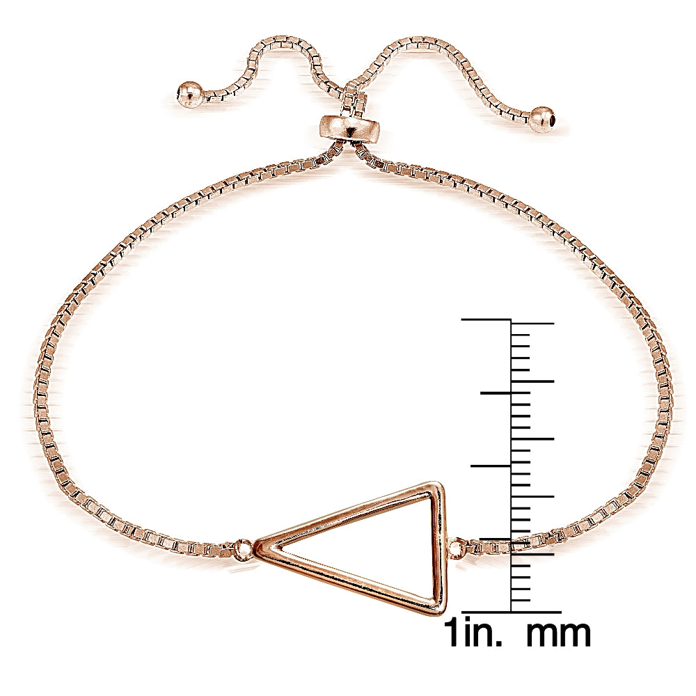 Rose Gold Tone over Sterling Silver Triangle Polished Adjustable Bracelet-3