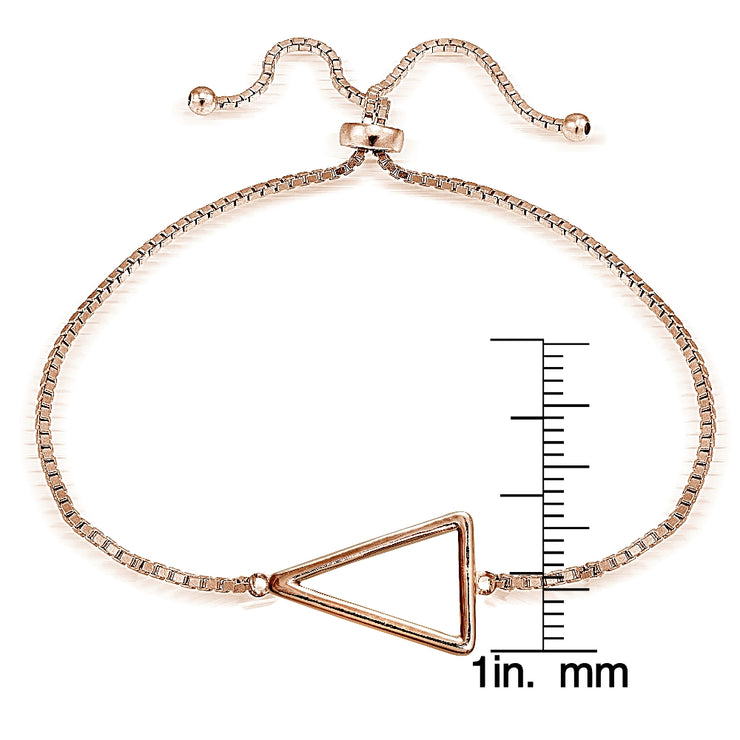 Rose Gold Tone over Sterling Silver Triangle Polished Adjustable Bracelet