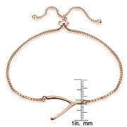Rose Gold Tone over Sterling Silver Wishbone Polished Adjustable Bracelet