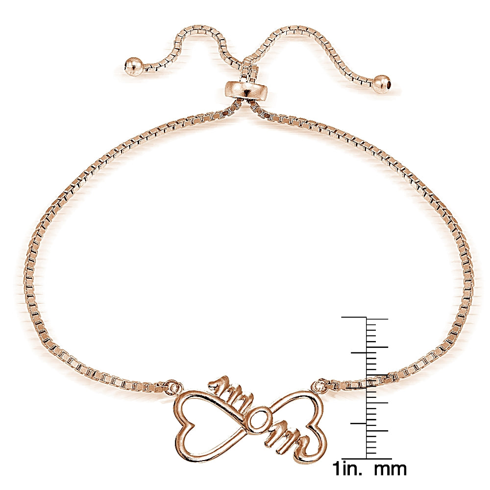 Rose Gold Tone over Sterling Silver MOM Infinity Polished Adjustable Bracelet-3