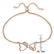 Rose Gold Tone over Sterling Silver MOM Infinity Polished Adjustable Bracelet