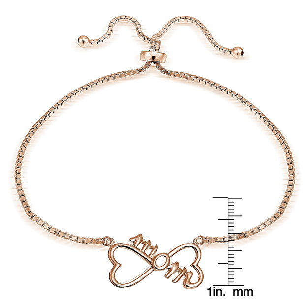 Rose Gold Tone over Sterling Silver MOM Infinity Polished Adjustable Bracelet