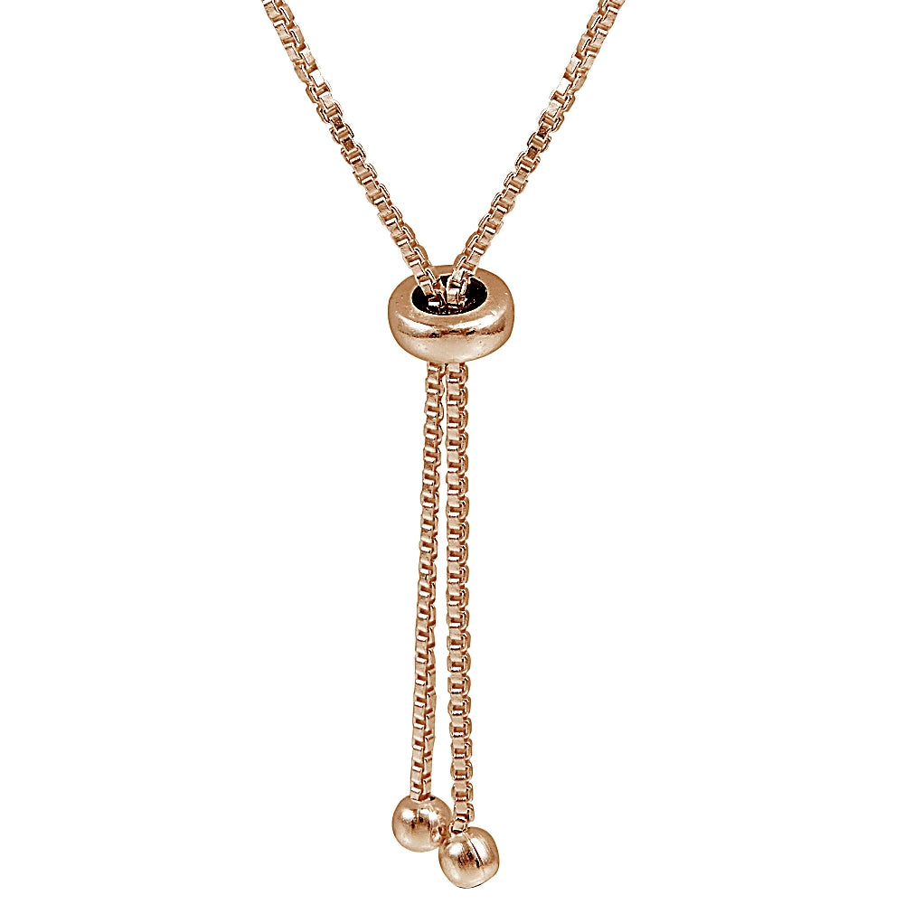 Rose Gold Tone over Sterling Silver Cubic Zirconia Cross & Bar Adjustable Bracelet-2