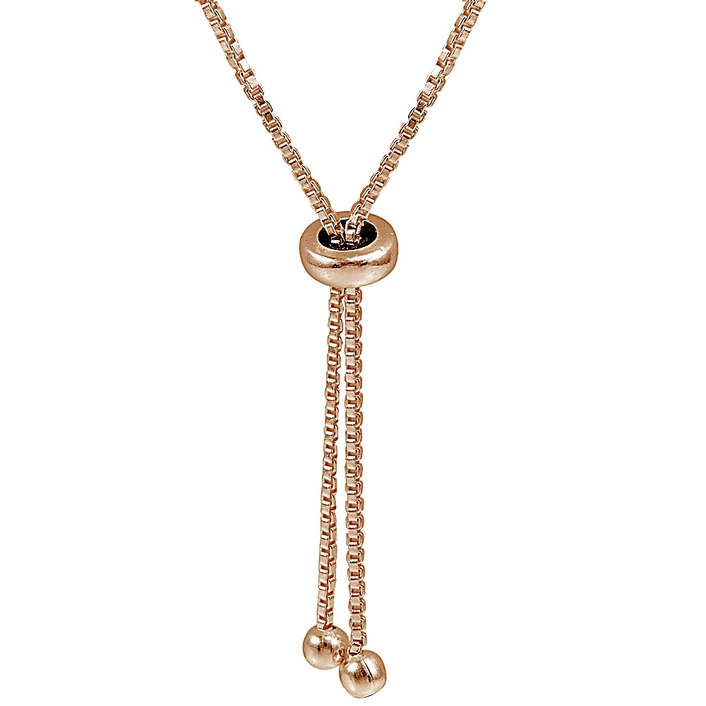 Rose Gold Tone over Sterling Silver Cubic Zirconia Vertical Teardrop Adjustable Bracelet-2