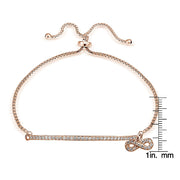 Rose Gold Tone over Sterling Silver Cubic Zirconia Infinity & Bar Adjustable Bracelet