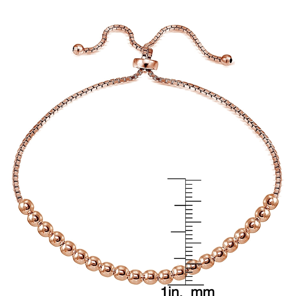 Rose Gold Flashed Sterling Silver 4mm Bead Adjustable Bracelet-3