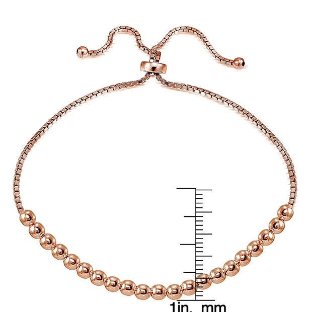 Rose Gold Flashed Sterling Silver 4mm Bead Adjustable Bracelet