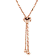 Rose Gold Flash Sterling Silver Diamond Accented Open Heart Link Adjustable Bolo Bracelet