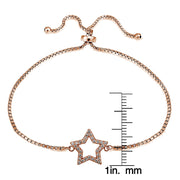 Rose Gold Tone over Sterling Silver Cubic Zirconia Star Adjustable Bracelet