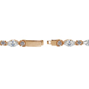 Rose Gold Sterling Silver Cubic Zirconia Marquise and Oval-cut Tennis Bracelet