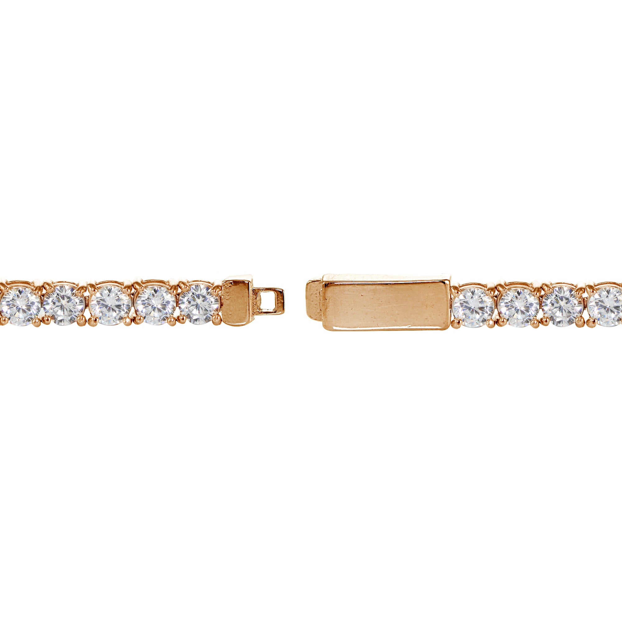 Rose Gold Sterling Silver Cubic Zirconia 4mm Round-cut Tennis Bracelet-2