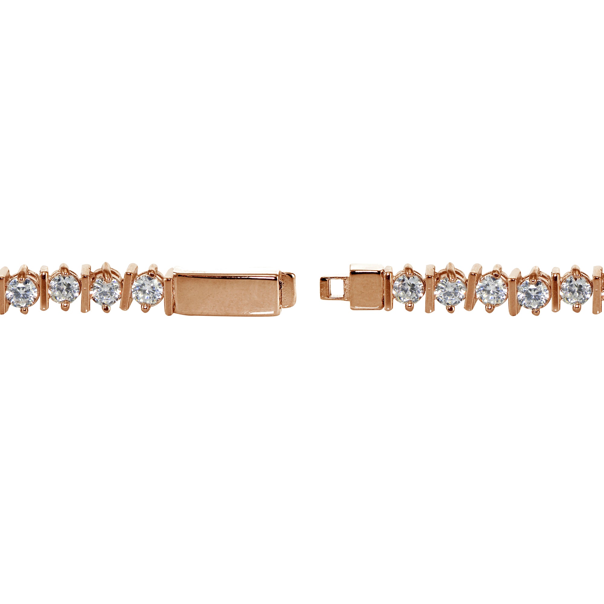 Rose Gold Sterling Silver Cubic Zirconia 3mm Tennis Bracelet-2